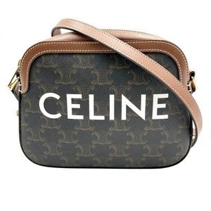 Celine Shoulder Bag Triomphe Small Camera Calfskin Brown